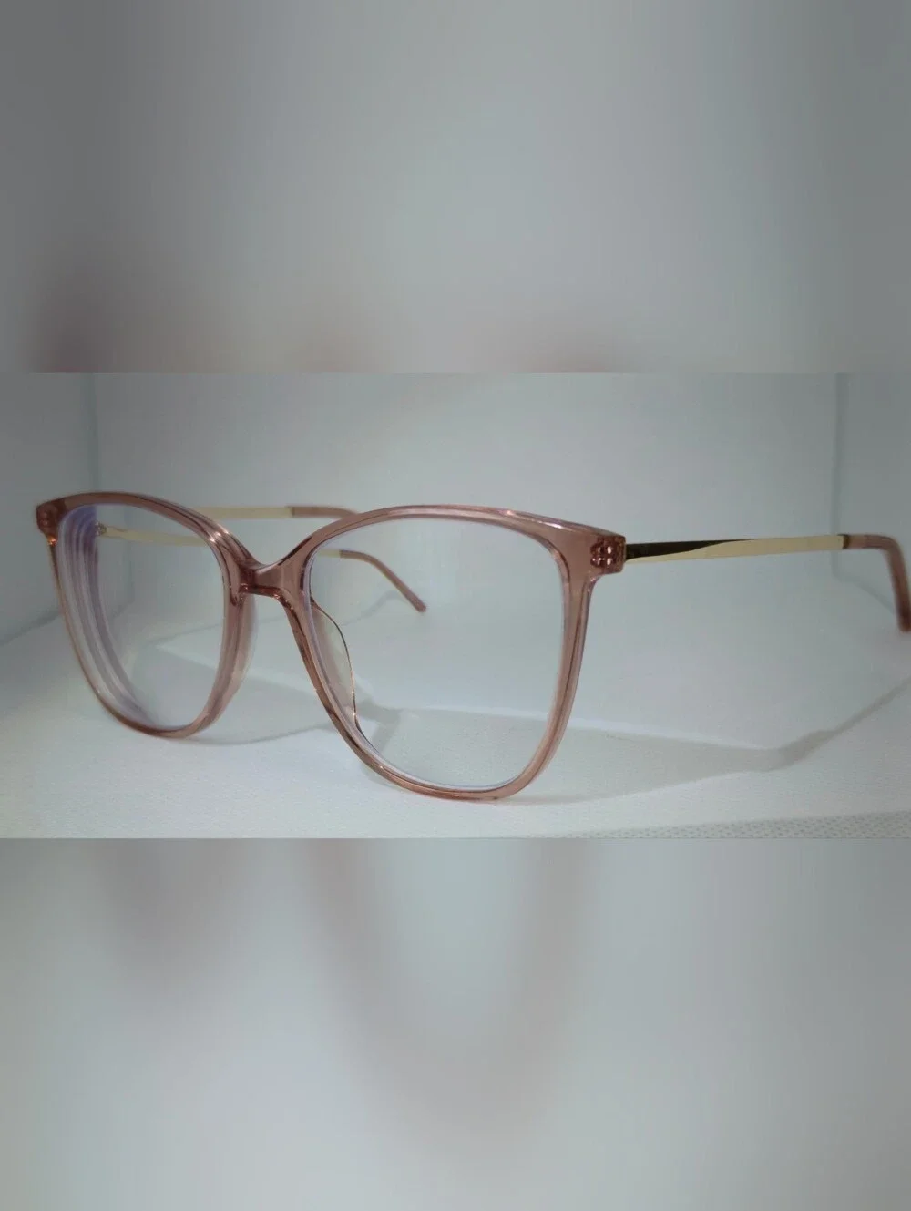 Aroma. Stylish Women's Mauve Pink Transparent Frame Eyeglasses.